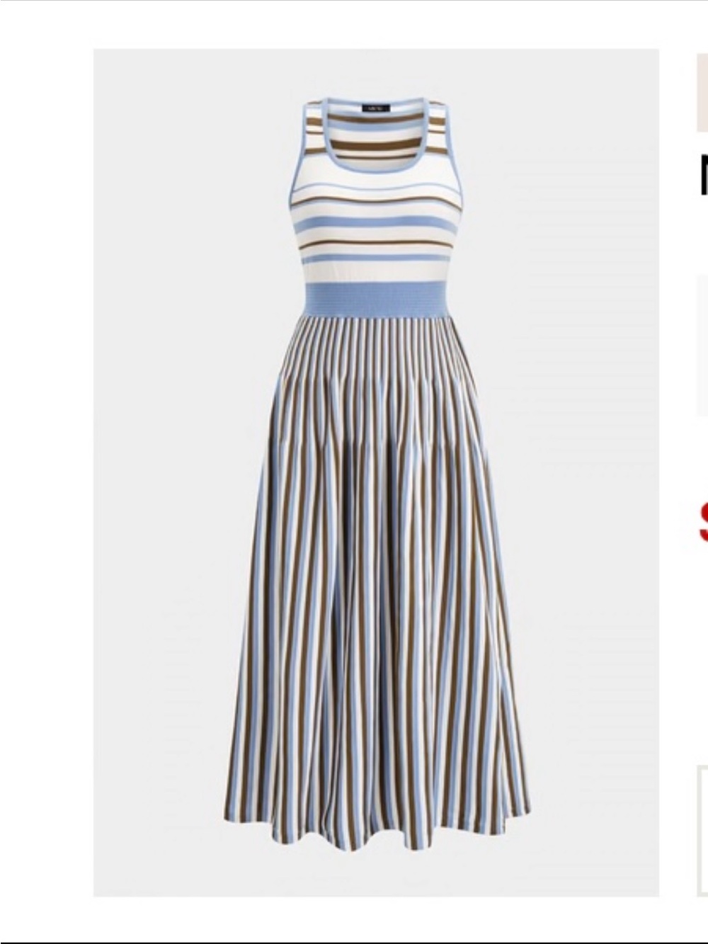 Striped Sleeveless Knit Midi Dress - Blue/White